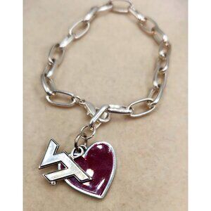 VT - Virginia Tech Charm Bracelet - Letters & Burgundy Heart